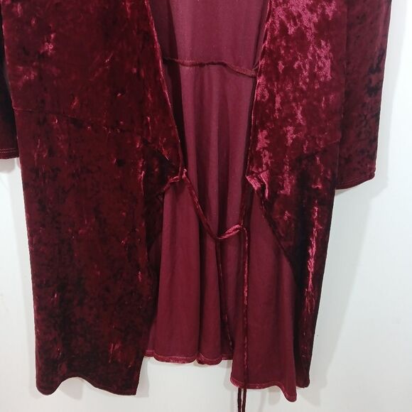 Velvet Tie Front Long Sleeve Longline Cardigan 1XL - Picture 8 of 9